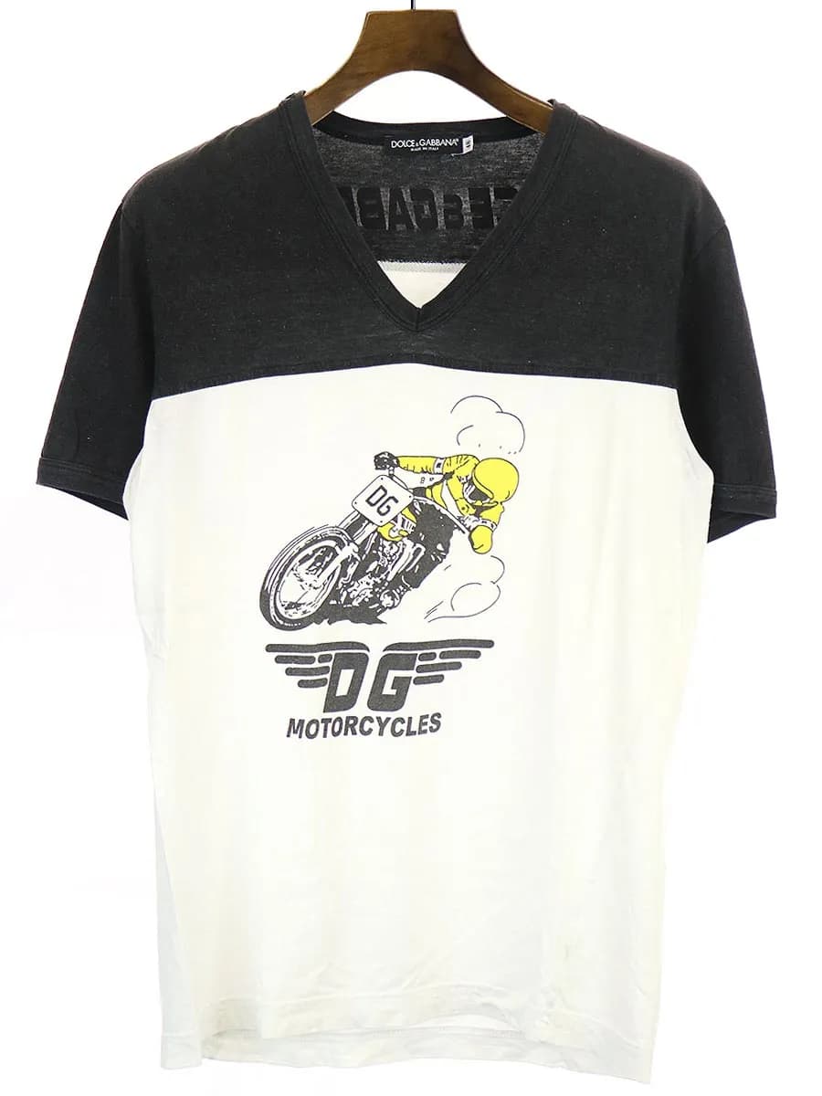 DOLCE&GABBANA ドルチェ&ガッバーナ DGモーターサイクルプリントフットボールTシャツ