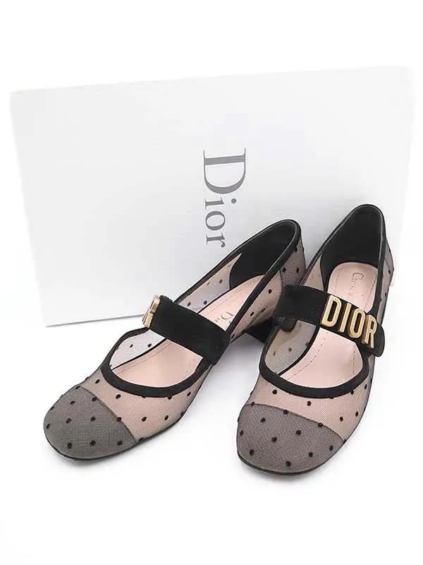 Dior HOMME クリスチャンディオール ロゴストラップドットメッシュパンプス