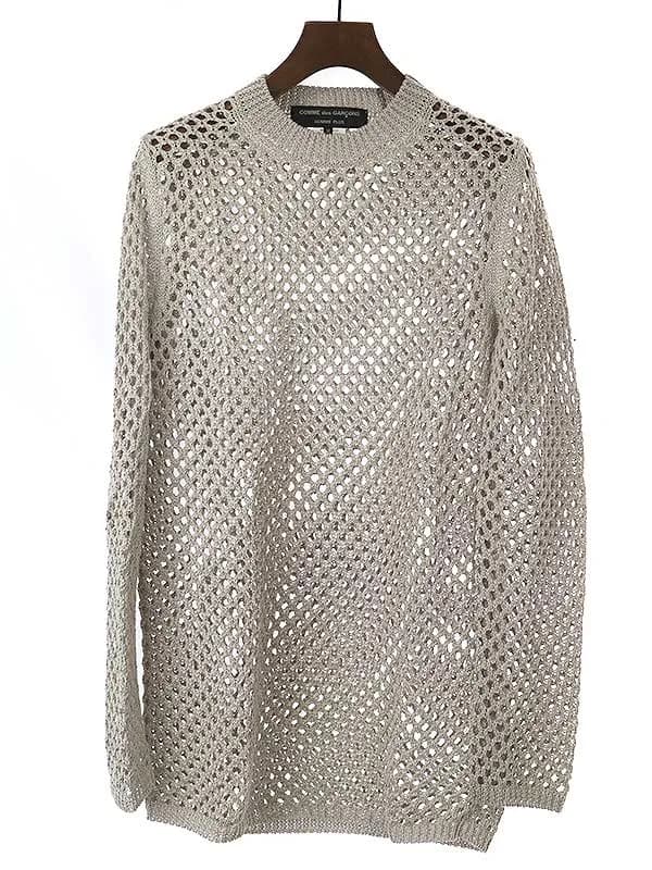 COMME des GARCONS コムデギャルソン オム プリュス 15SS メッシュ編み リネンニットセーター