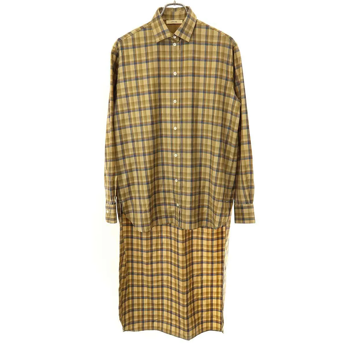 CELINE セリーヌ 17AW by Phoebe Philo アシンメトリーチェックシャツワンピース