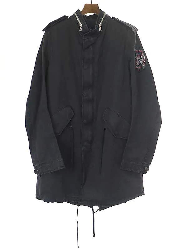 BALMAIN HOMME バルマン オム 11SS タイガーワッペン ミリタリーロングジャケット ブルゾン