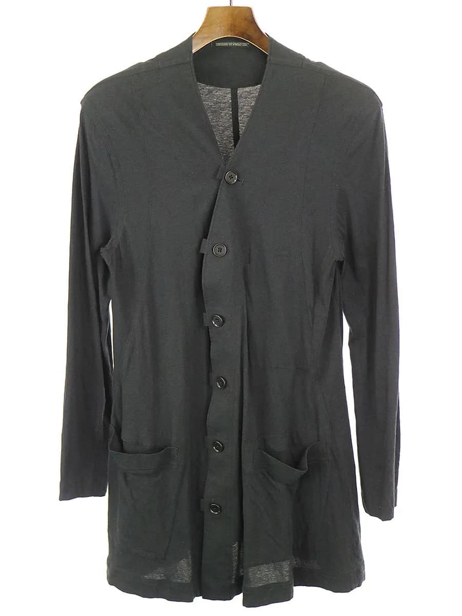 Yohji Yamamoto ヨウジヤマモト プール オム 12SS ノーカラーコットンロングジャケット