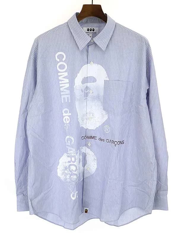 A BATHING APE ア ベイシング エイプ×コムデギャルソン 22SS 大阪限定 LOOSE FIT SHIRT ストライプシャツ