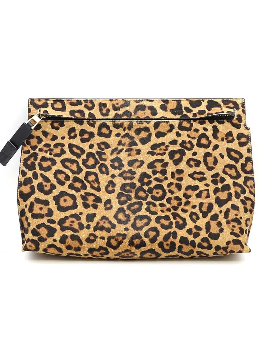 LOEWE ロエベ ハラコレオパードクラッチバッグ