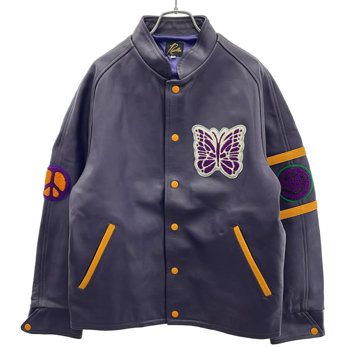 NEEDLES ニードルズ 23AW LETTERMAN JACKET COWHIDE LTHR カウレザーレターマンジャケット NS078