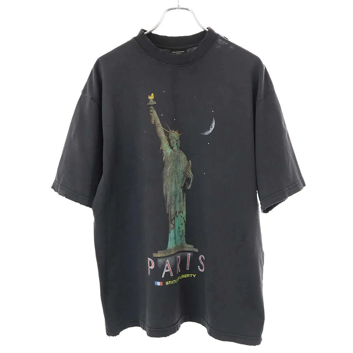 BALENCIAGA BALENCIAGA バレンシアガ 24AW Medium Fit T-Shirt PARIS LIBERTY 女神プリントダメージTシャツ 764235 TQVR9