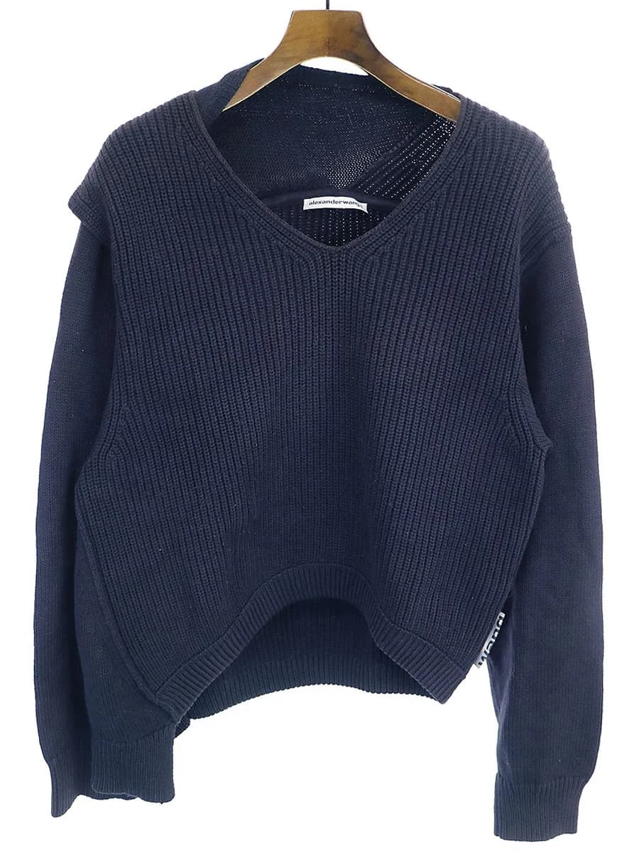 ALEXANDER WANG アレキサンダーワン Vネックアシンメトリープルオーバーニット