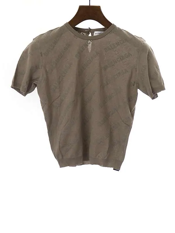 BALENCIAGA バレンシアガ 22AW MINI ALLOVER LOGO TOP ロゴニットトップス