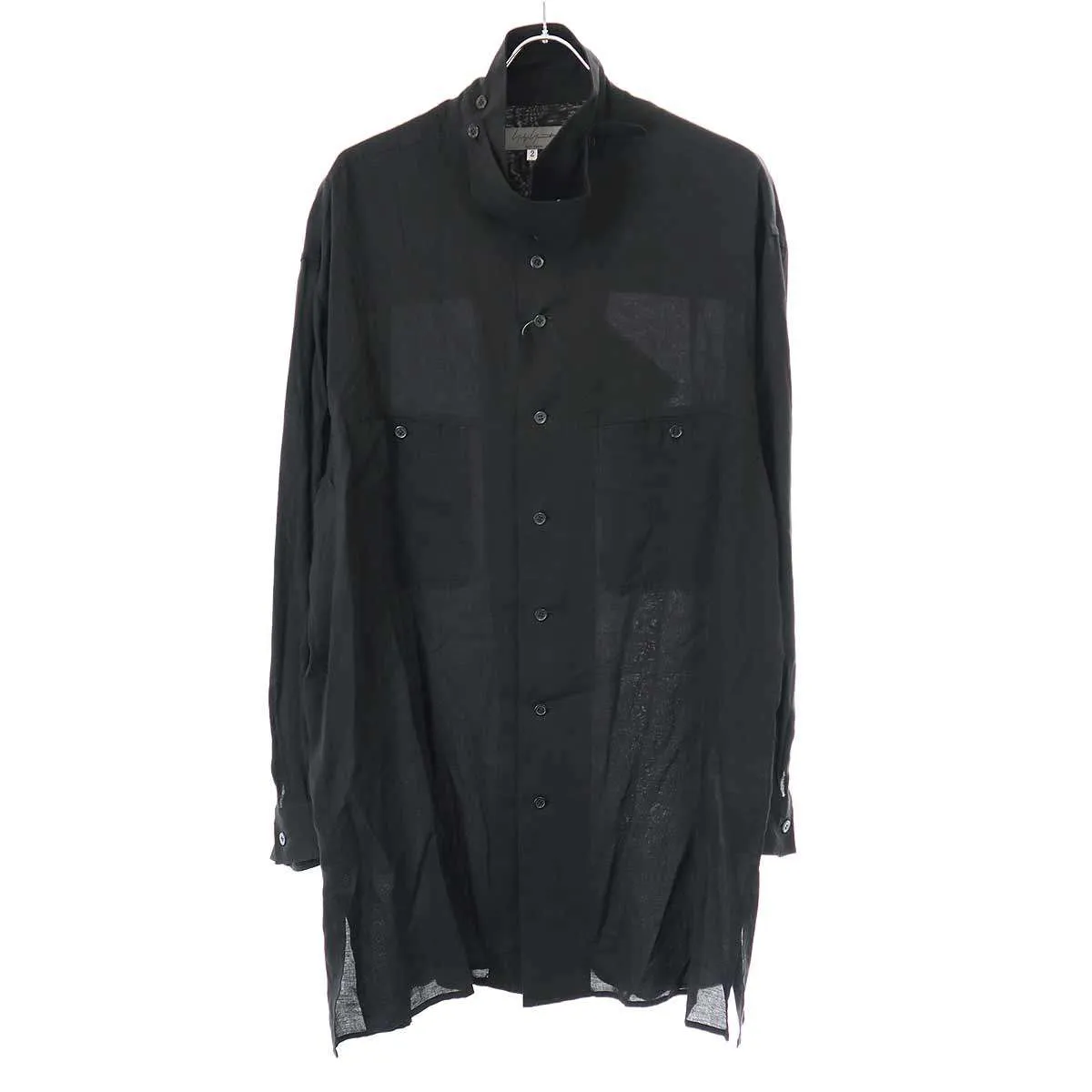 Yohji Yamamoto ヨウジヤマモト プールオム 23AW オープンカラーチンフラップブラウス シャツ