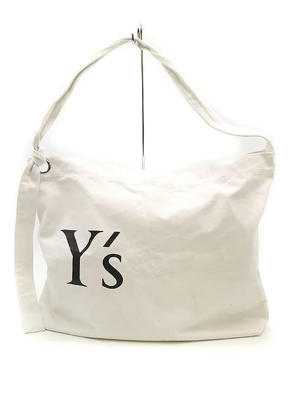 Y's Y's ノベルティ ロゴプリントキャンバスショルダーバッグ