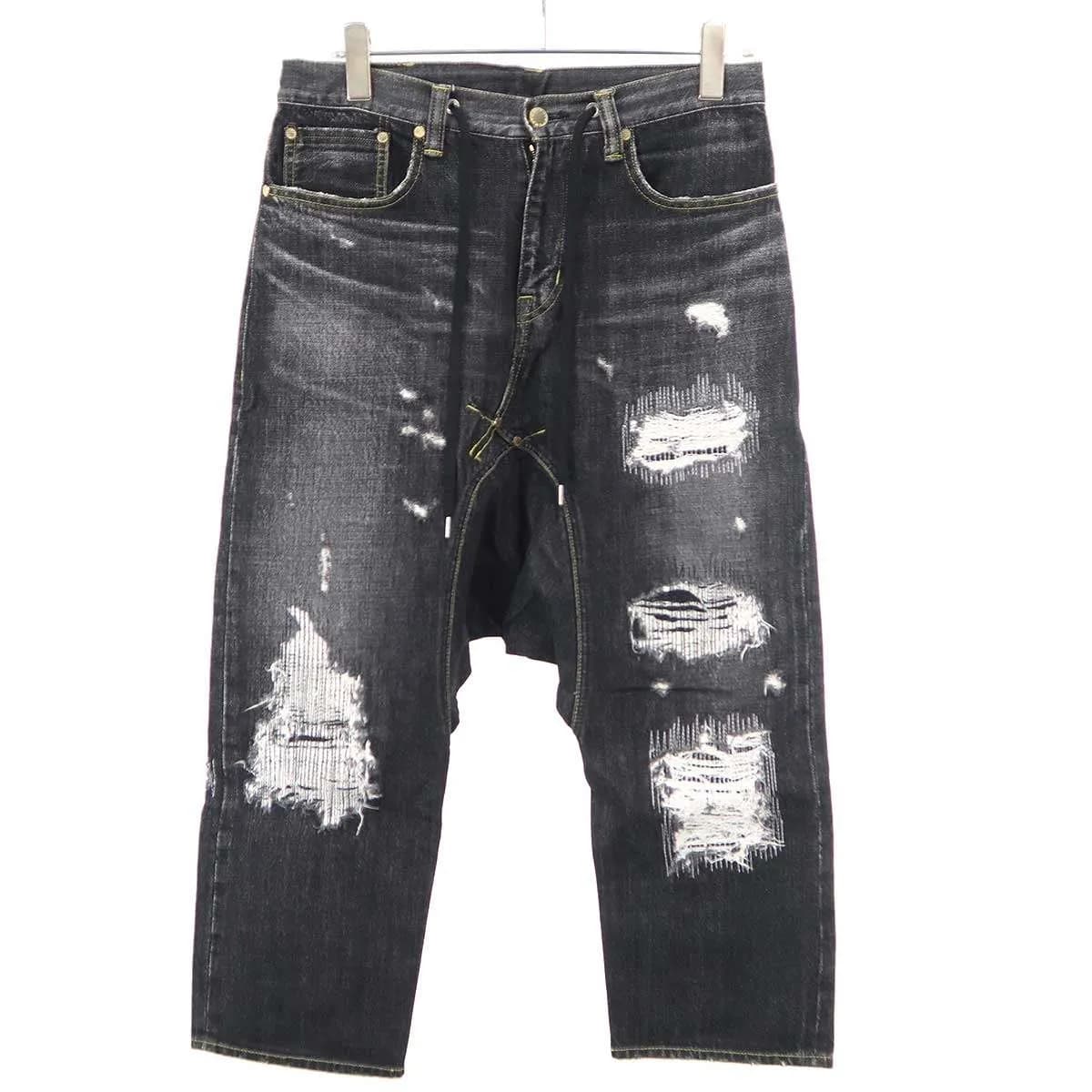 GANRYU フミト ガンリュウ 21SS 5-POCKET SARROUEL PANTS ダメージリペアデニムサルエルパンツ FU5-PA-105