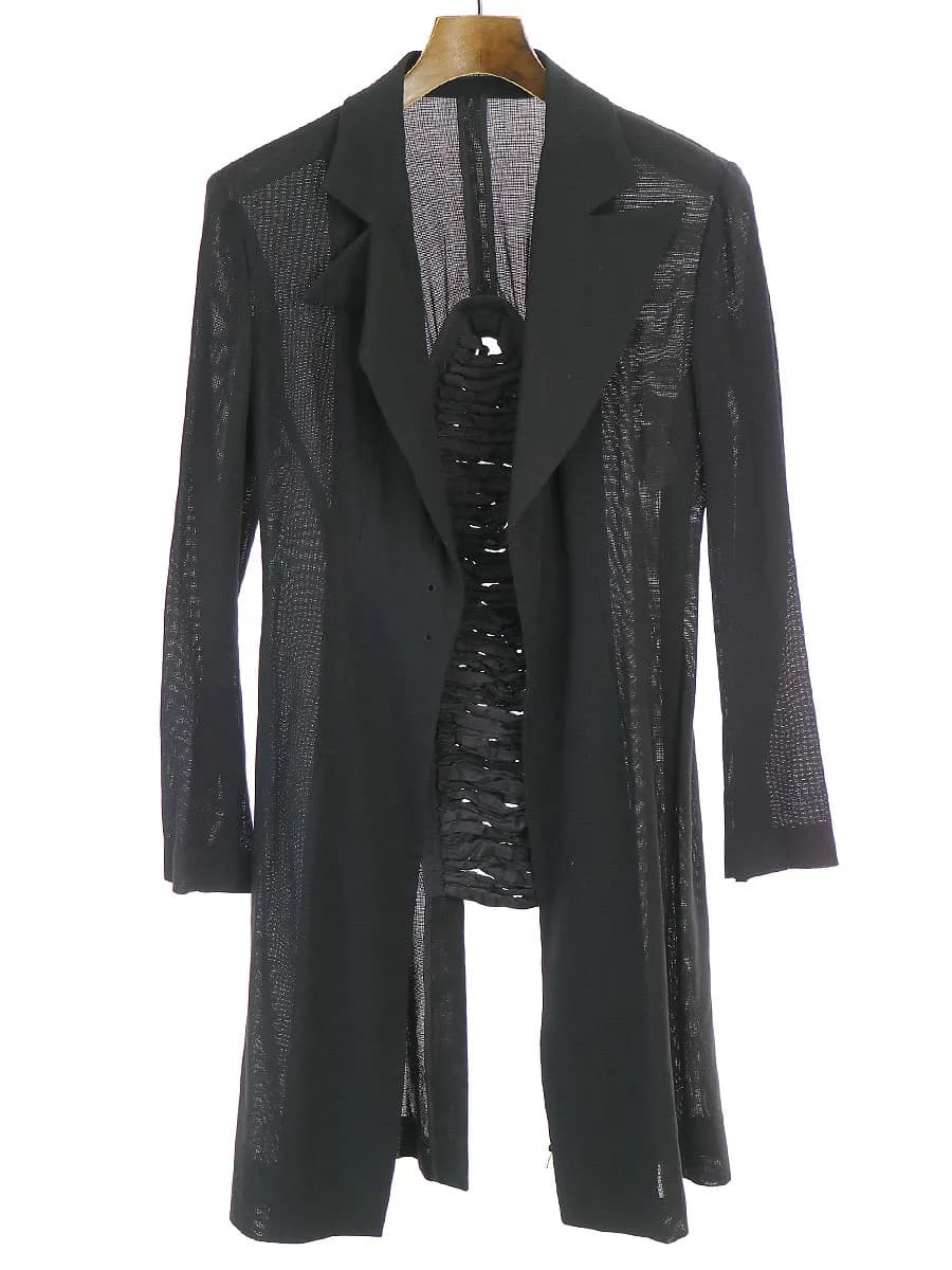 Yohji Yamamoto ヨウジヤマモト ファム 07SS バックフリルメッシュ燕尾ジャケット