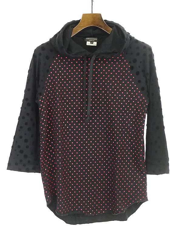 COMME des GARCONS コム デ ギャルソン オム プリュス 12SS ドットデザイン七分袖プルオーバーパーカー