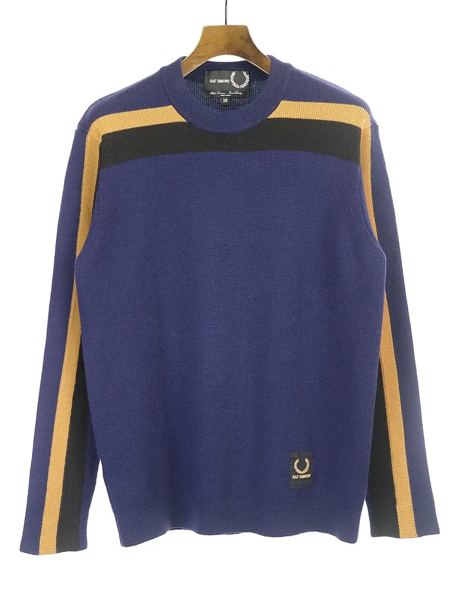 RAF SIMONS フレッドペリー×ラフシモンズ 17AW ストライプクルーネックニットセーター