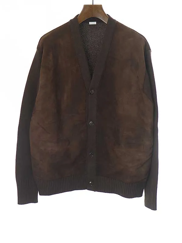 A.PRESSE ア プレッセ 23SS Cashmere Leather Combination Cardigan レザーコンビカシミヤニットカーディガン
