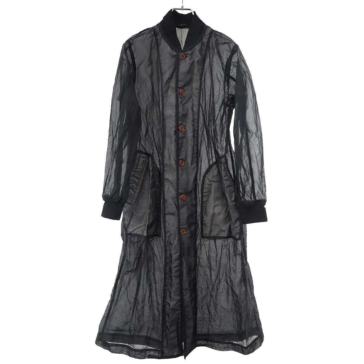 COMME des GARCONS ブラック コムデギャルソン 20AW ポリエステルシースルーコート 1F-C002