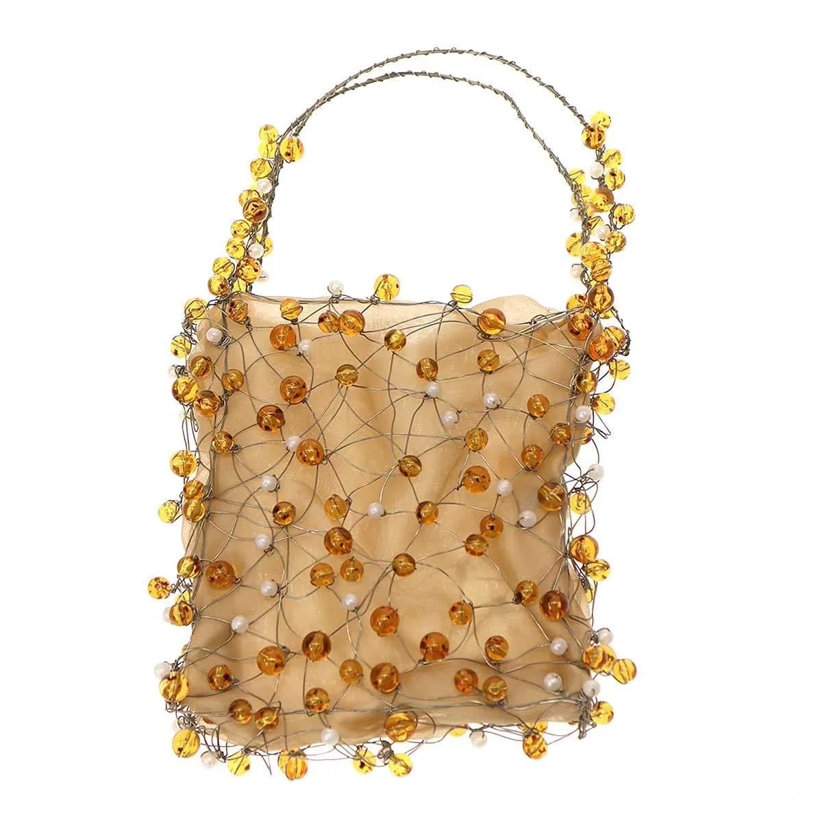 BOTTEGA VENETA ボッテガヴェネタ オーガンザ シルク デコレーションワイヤーバッグ