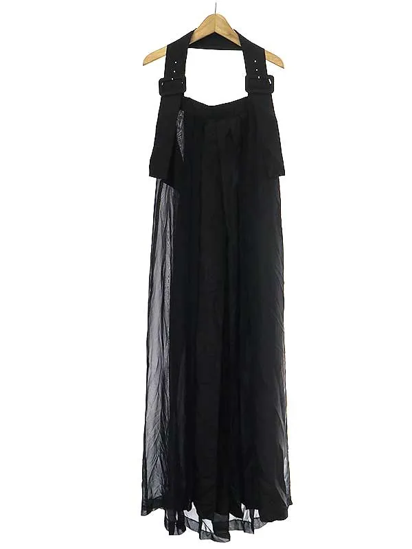 Yohji Yamamoto ヨウジヤマモト ファム 95AW シルクポリエステルノースリーブシフォンワンピース