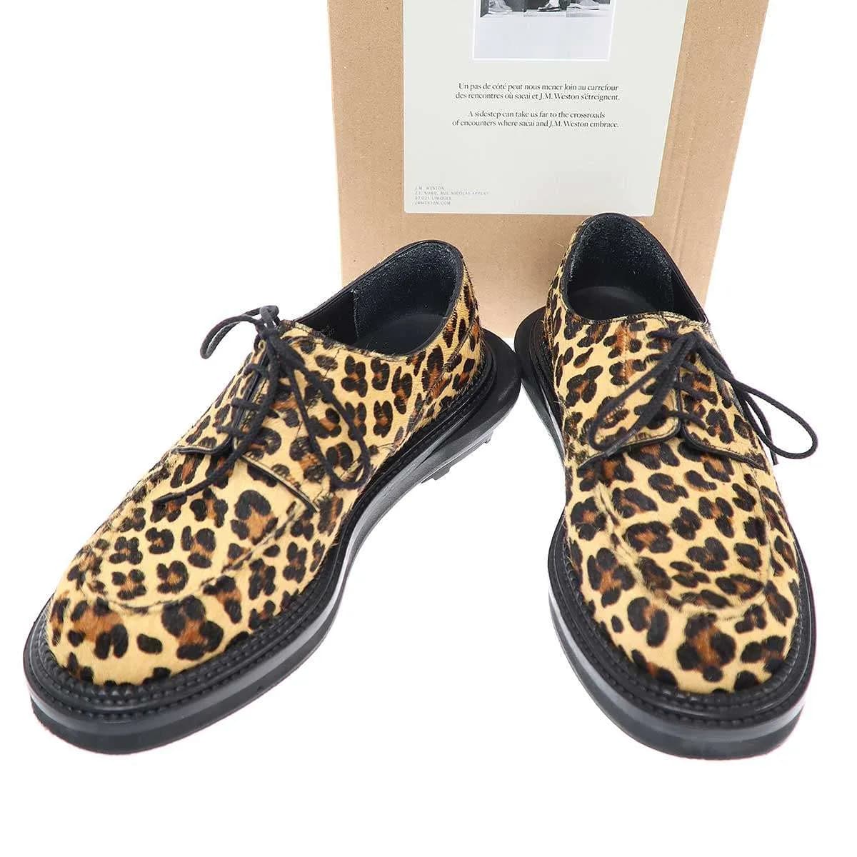 sacai サカイ ジェイエムウエストン Golf Derby レオパードヘアカーフ ダービーシューズ