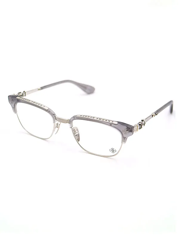 CHROME HEARTS クロムハーツ BONENNOISSEUR テンプルCHクロスハーフリムアイウェア 眼鏡 グレー