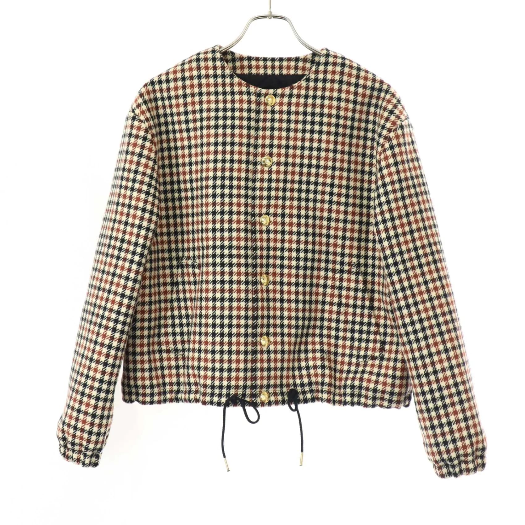 CELINE セリーヌ パテッド ノーカラーチェックジャケット 2W752234S.98VN