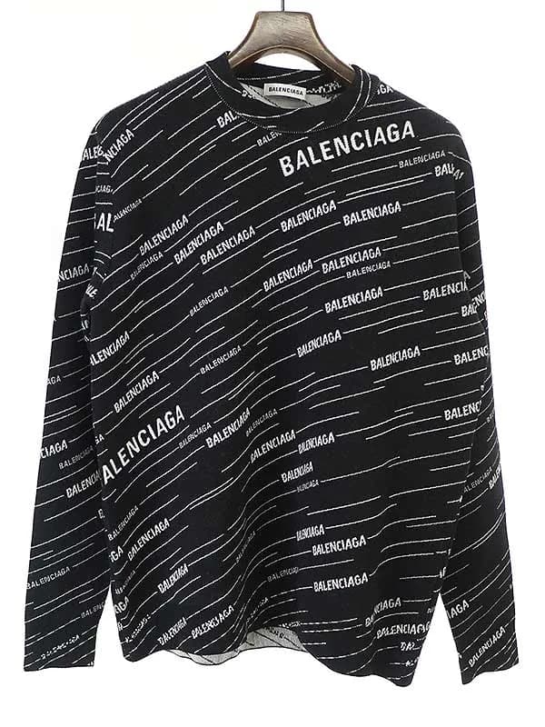 BALENCIAGA バレンシアガ ロゴ総柄クルーネックニットセーター