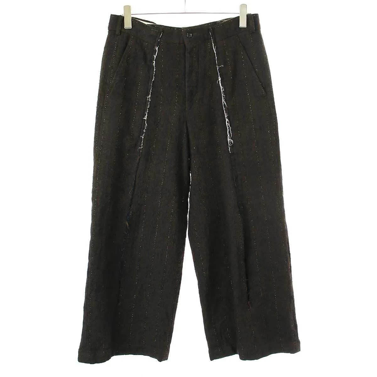 COMME des GARCONS コム デギャルソンオムプリュス 24AW ウール縮絨カッティングストライプトラウザーズパンツ