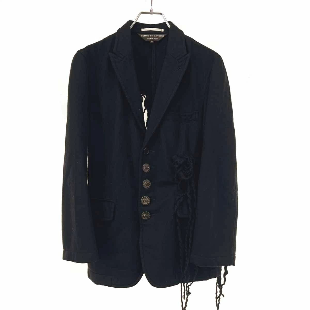COMME des GARCONS コム デギャルソンオムプリュス 12AW エンブレムボタンカットアウトフリンジウールジャケット PJ-J091