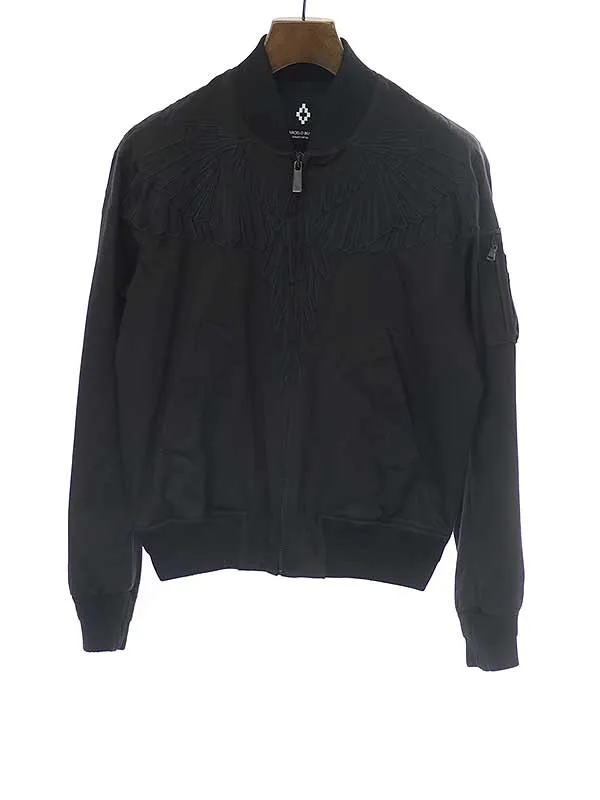 MARCELO BURLON マルセロバーロン フェザー刺繍コットンストレッチボンバージャケット