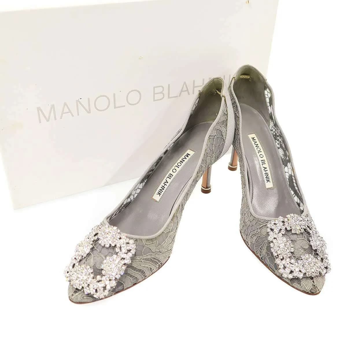 MANOLO BLAHNIK マノロブラニク Hangisi ハンギシ ビジューレースパンプス