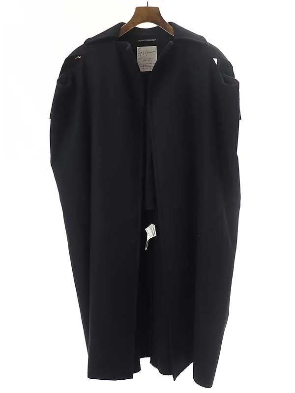 Yohji Yamamoto ヨウジヤマモト ファム 19AW メルトンウールスリーブレスケープコート FC-C01-103