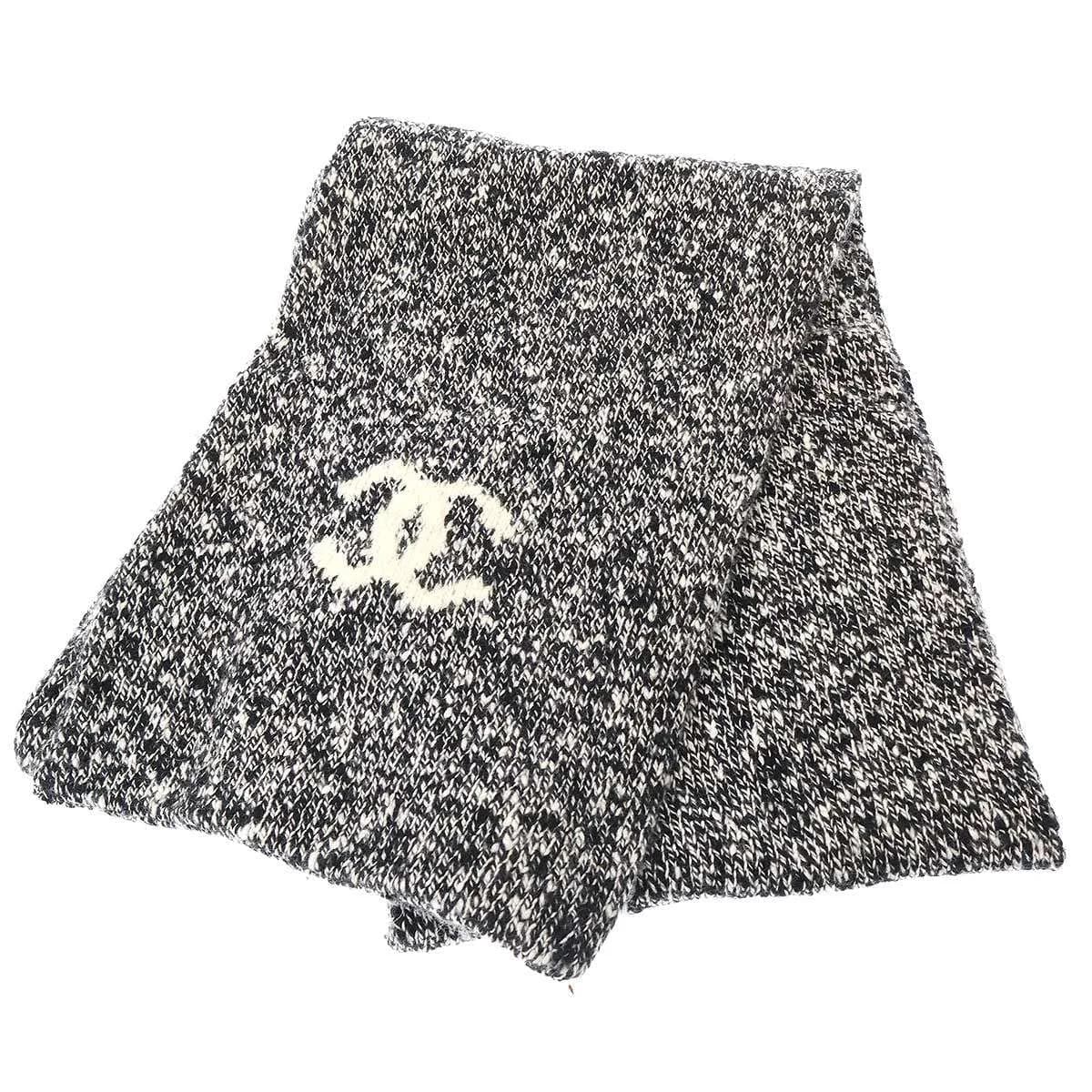 CHANEL シャネル 2005AW ダブルカメリアココマーク カシミヤニットマフラー P26603V00005