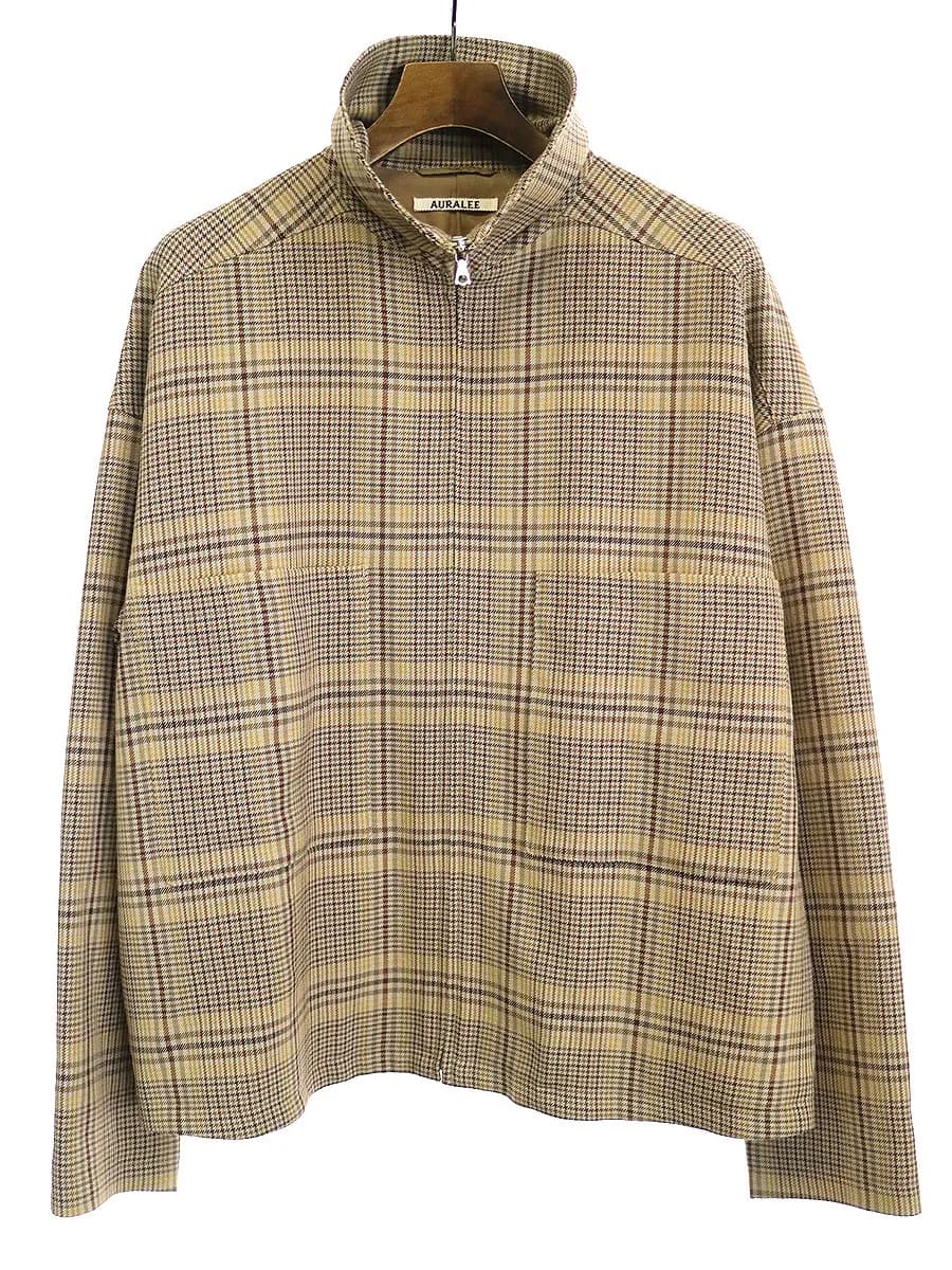 AURALEE オーラリー 19AW WOOL SERGE CHECK ZIP-UP BLOUSON チェック柄ジップアップブルゾン