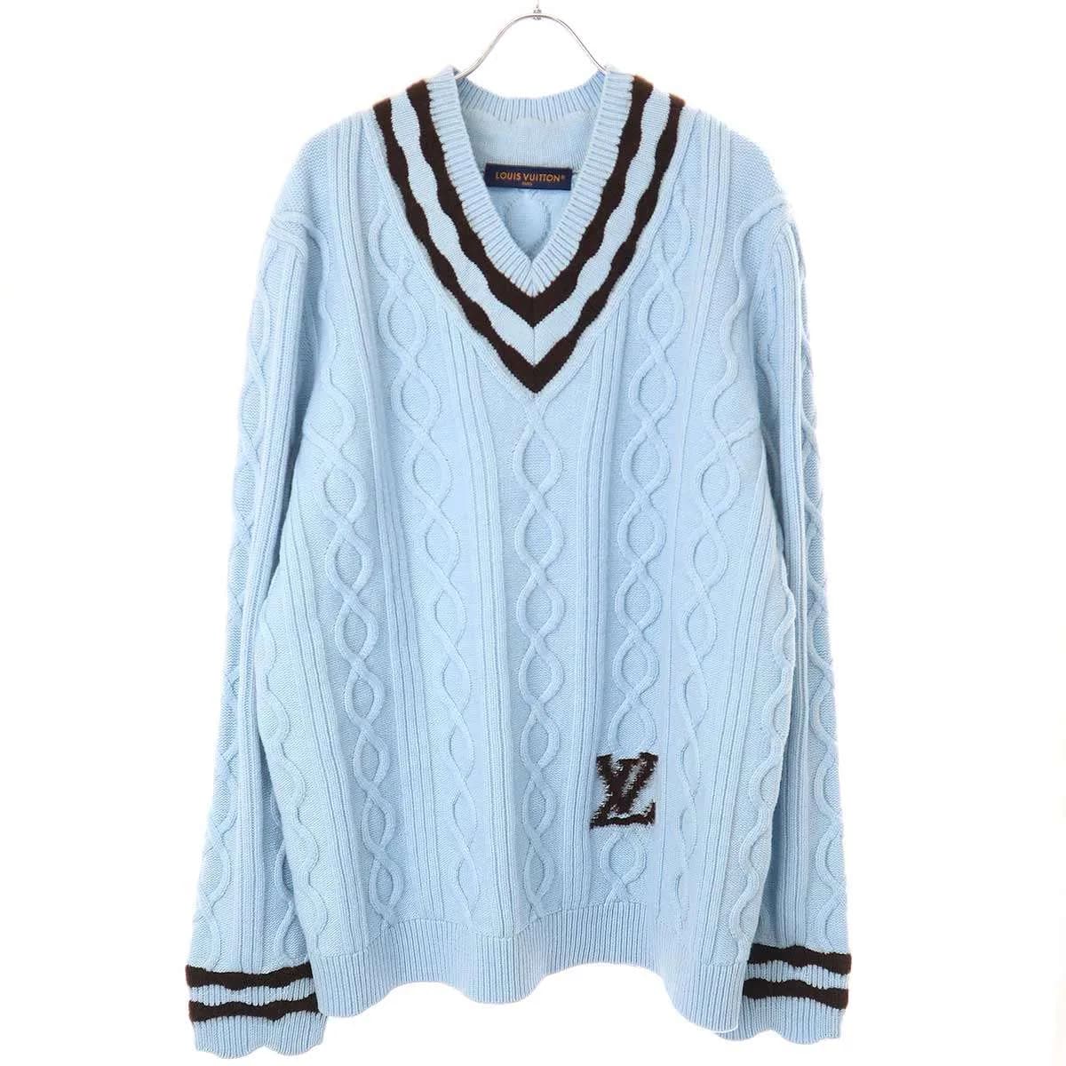 LOUIS VUITTON ルイヴィトン 24SS ケーブルニットウールアンドモヘア Vネックプルオーバー
