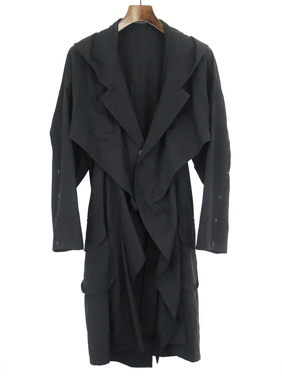 Yohji Yamamoto ヨウジヤマモト プリュスノアール 19SS フード付きウールギャバジンコート