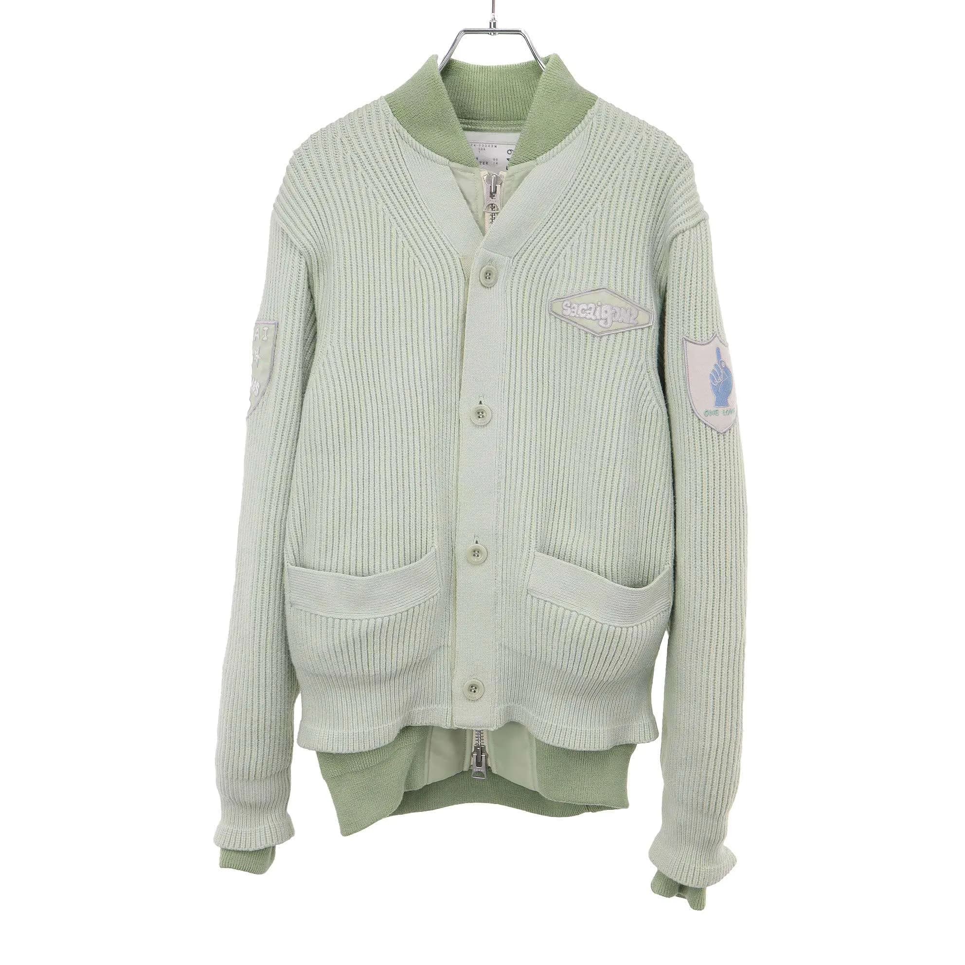 sacai サカイ マークゴンザレス ゴンズ 24AW Multi Patch Nylon Twill x Knit Cardigan マルチパッチナイロンツイルカーディガン 24-03549M