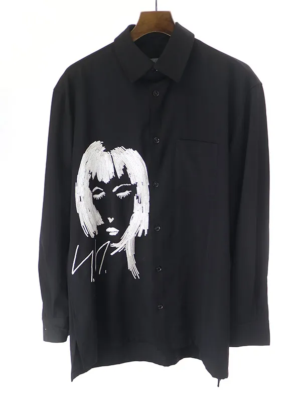 Yohji Yamamoto ヨウジヤマモトプールオム 16AW 宮沢りえ スパンコール刺繍ウールギャバジンシャツ