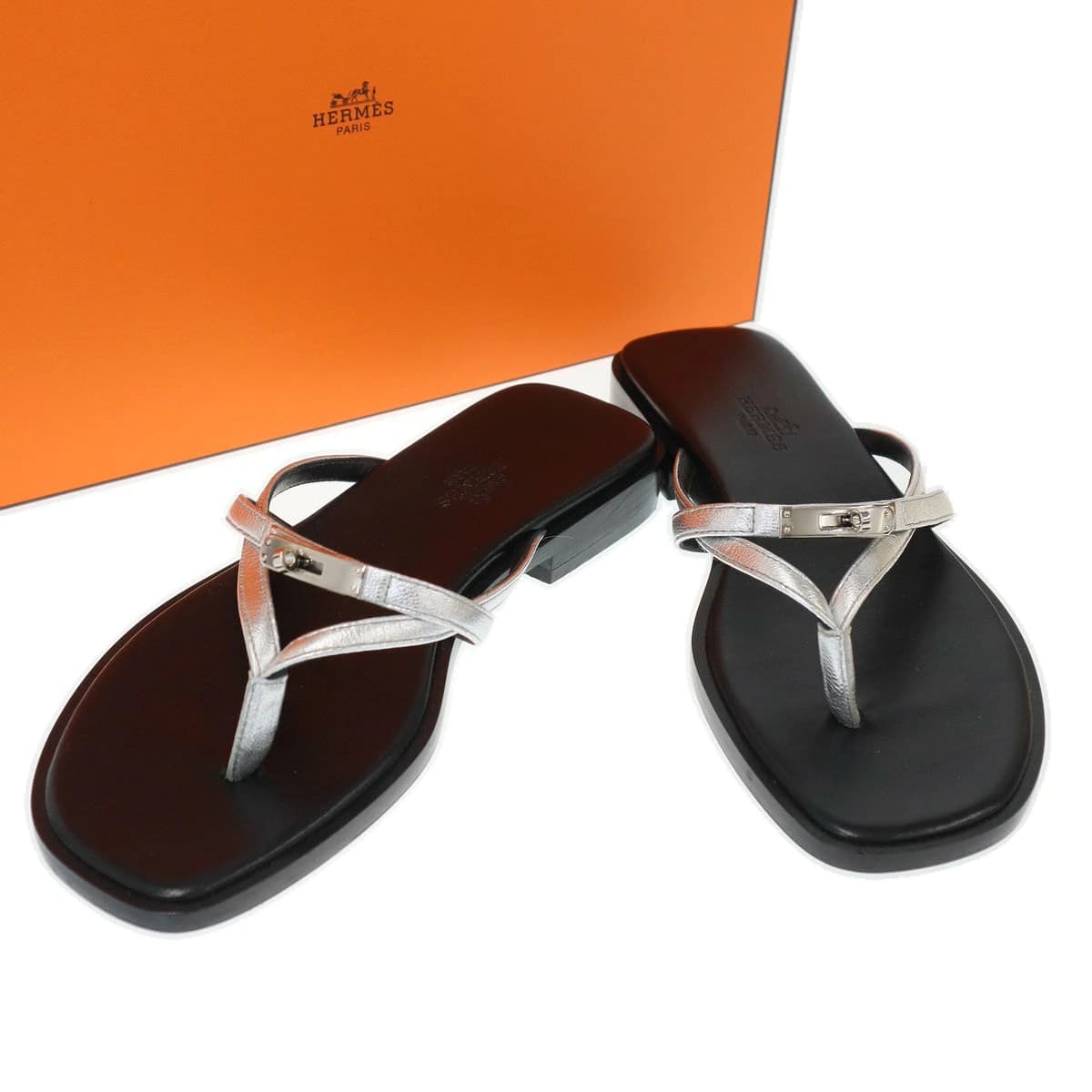 HERMES エルメス ミス グリ・アルジャン ケリーバックルサンダル PE281039ZM