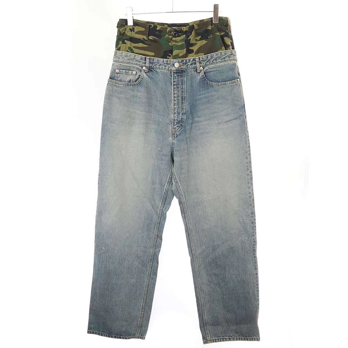 BALENCIAGA バレンシアガ 21AW カモフラージュレイヤードワイドデニムパンツ