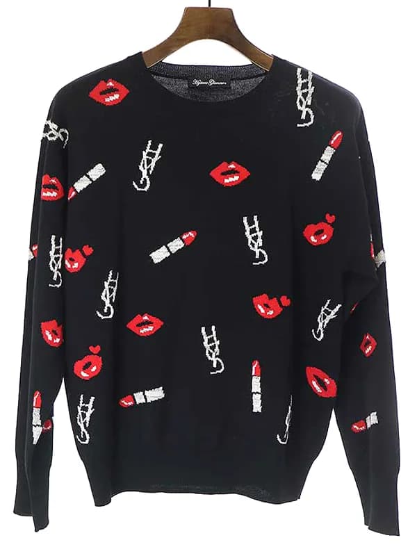 HYSTERIC GLAMOUR ヒステリックグラマー 20AW HYS LIPPIN柄 編込 プルオーバーウールニットセーター