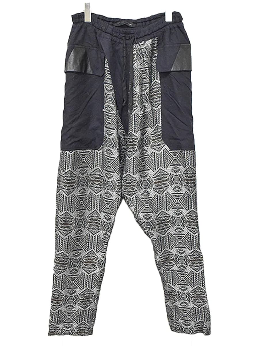 DAMIR DOMA ダミールドーマ 12AW レザー切替リネンウールサルエルパンツ