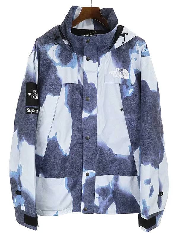 Supreme シュプリーム × ザノースフェイス 21AW Bleached Denim Print Mountain Jacket ブリーチ加工マウンテンジャケット