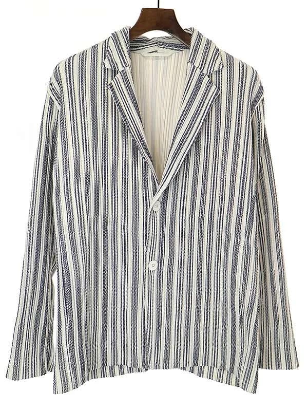 ISSEY MIYAKE オム プリッセ イッセイ ミヤケ 22SS LENO STRIPE ストライププリーツ2Bジャケット