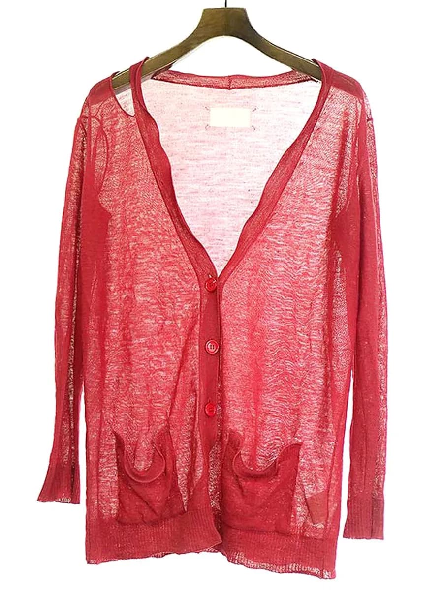 Maison Margiela メゾン マルタン マルジェラ 07SS 白タグ ポケットデザインカッティングバンブーニットカーディガン