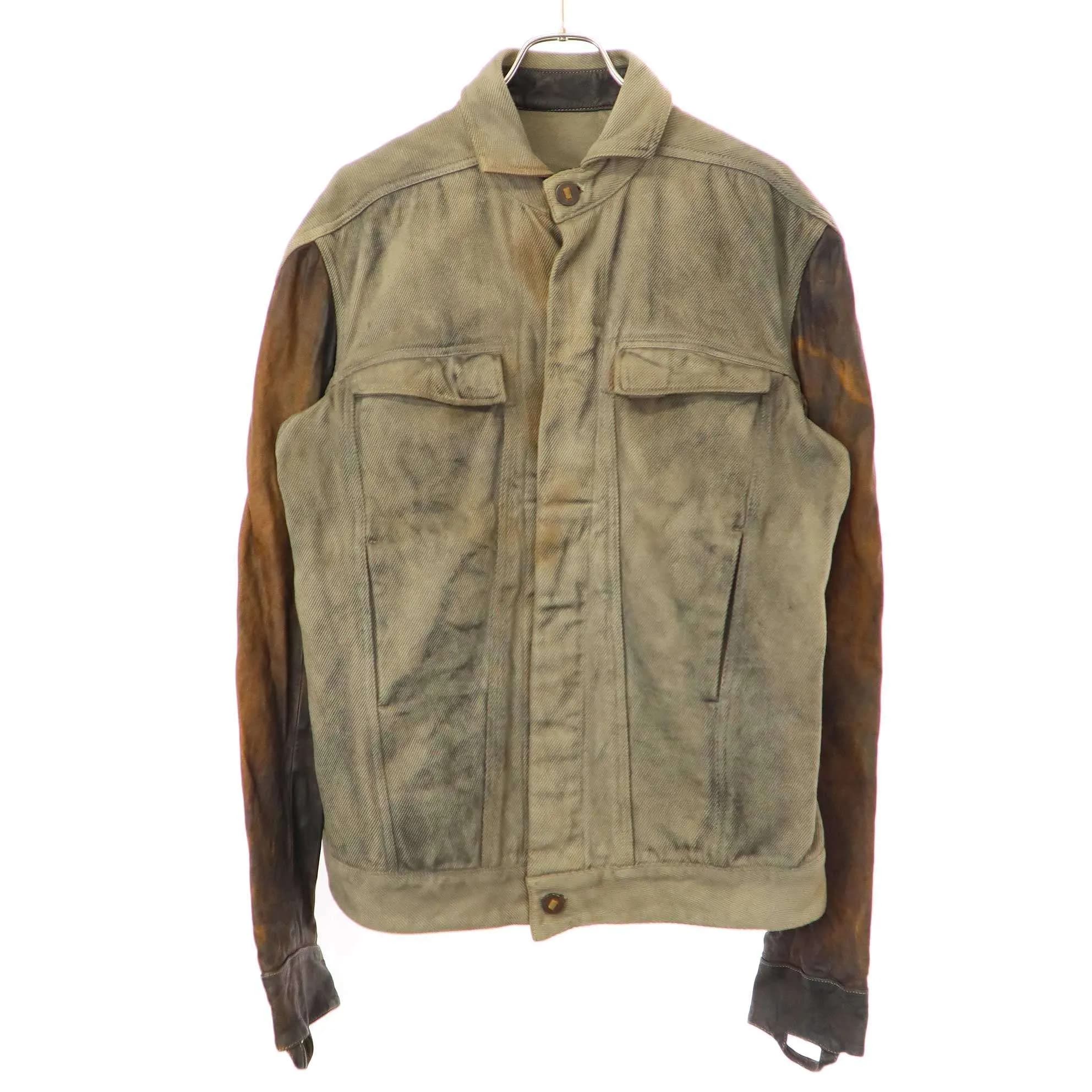 BORIS BIDJAN SABERI ボリスビジャンサベリ Tejana Jacket ダスト加工袖レザーデニムジャケット