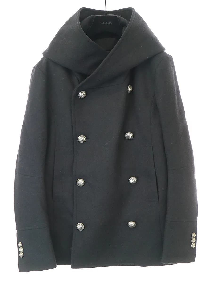 BALMAIN HOMME バルマン オム 19AW ウールフーデッドダブルPコート