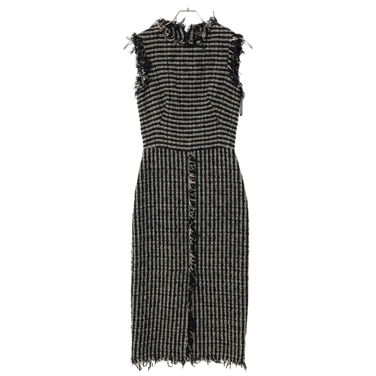 ALEXANDER McQUEEN アレキサンダーマックイーン 2018 フロントスリットノースリーブツイードドレスワンピース