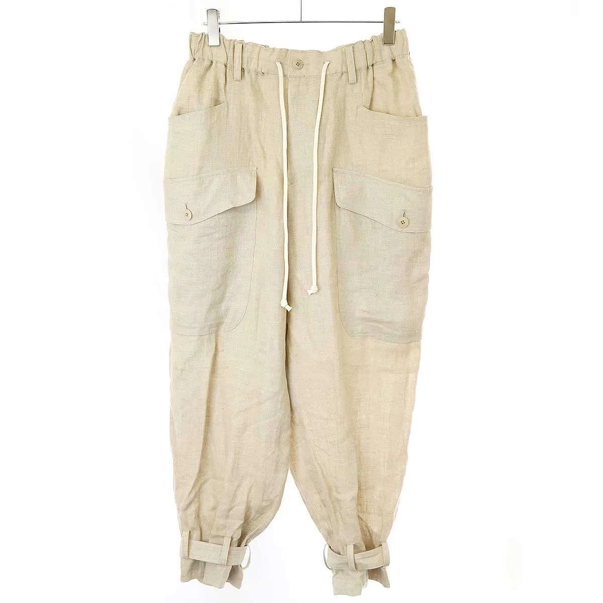Yohji Yamamoto サイト バイ ヨウジヤマモト 24SS LINEN GAUZE CARGO PANTS WITH BELTED HEMS リネンガーゼベルテッドカーゴパンツ