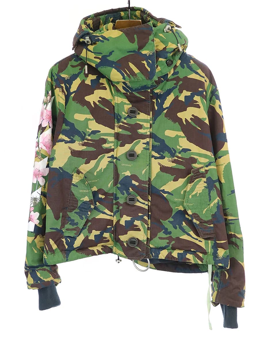 OFF-WHITE オフホワイト 桜プリント中綿ミリタリージャケット