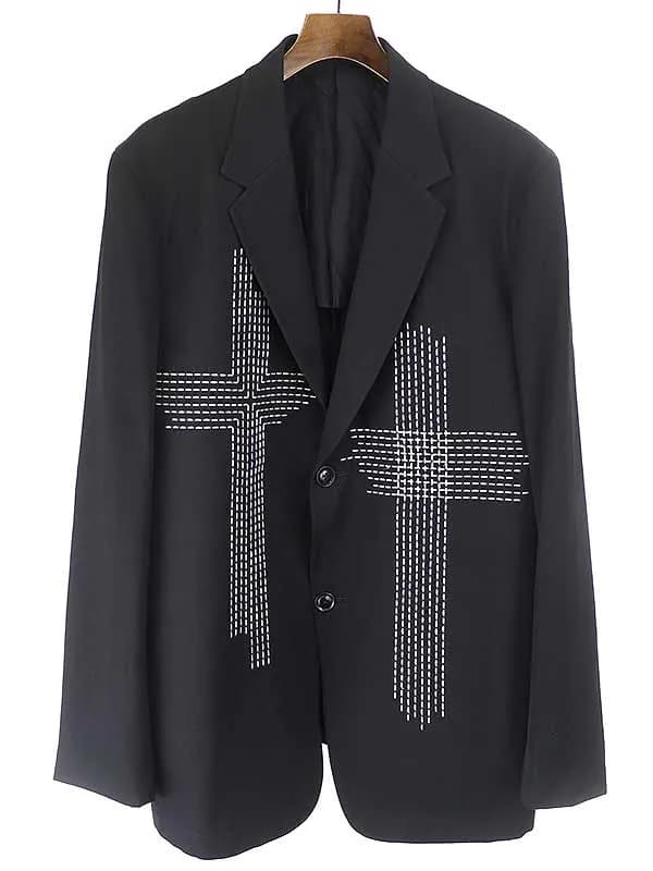 Yohji Yamamoto ヨウジヤマモトプールオム 16SS 95年復刻 刺し子デザインウールギャバジンテーラードジャケット